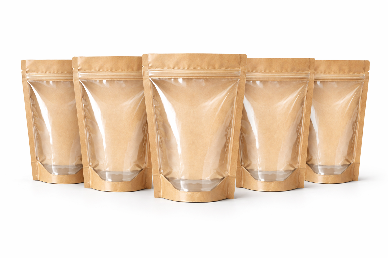 One Side Kraft- One Side Transparent Stand up Pouch
