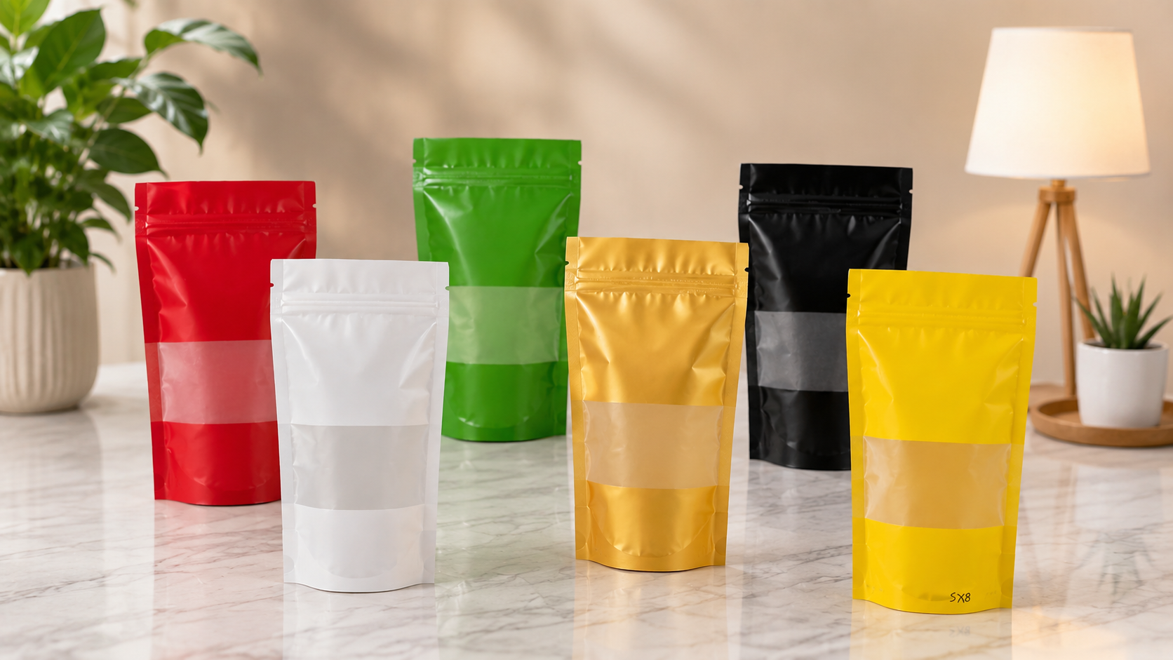 Glossy Finish Stand up Pouches With Window